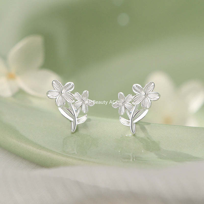 B관 - 999 실버 플라워 모양 피어싱 귀걸이 [YC2548E_2] 25.09-4