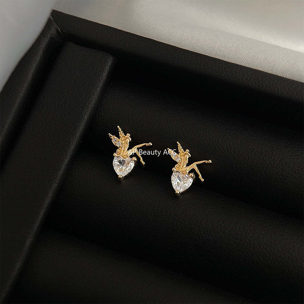 C관 - 14K 도금 큐빅 팅커벨 은침 귀걸이 [5923] 25.04-4