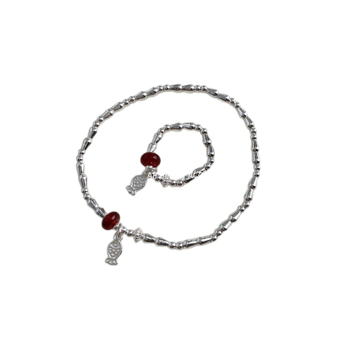 A관 - 물고기 펜던트 홍마노 925 실버 비즈 반지 팔찌 [1511] 25.11-3