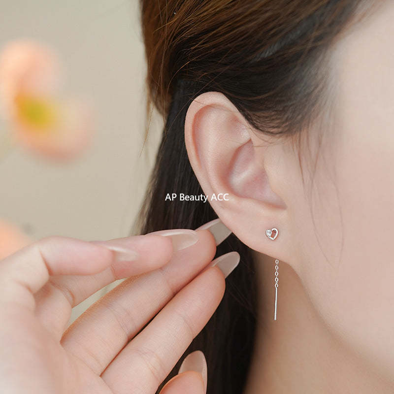 B관 - 925 실버 하트 큐빅 드롭 귀걸이 [YC2766E_1] 25.11-1