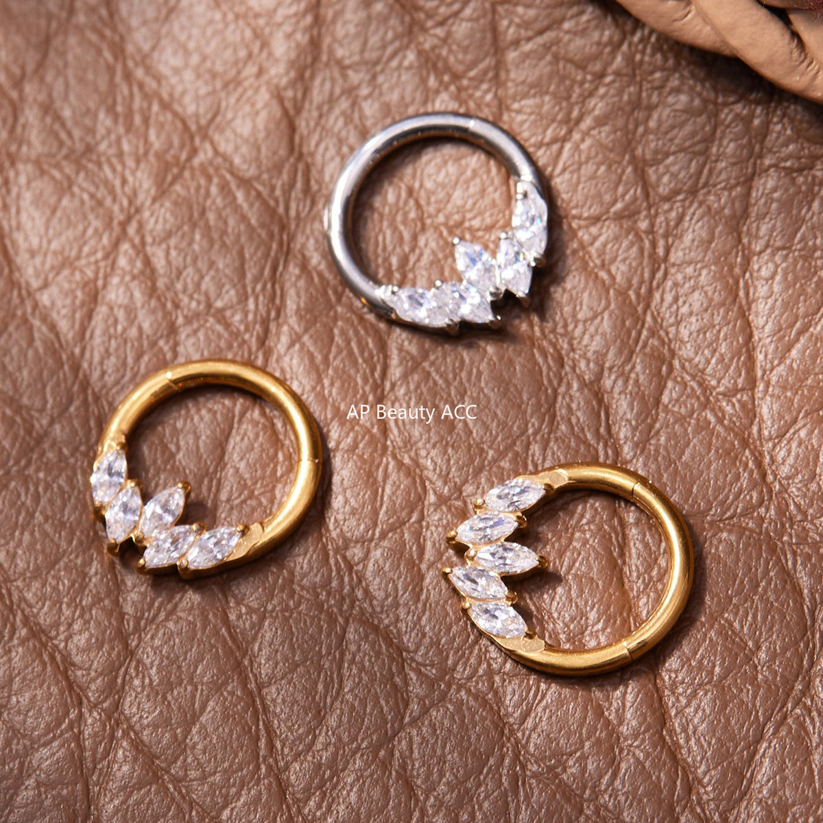 D관 - 티타늄 합금 스틸 큐빅 심리스 링 코 피어싱 [T001] 25.11-2