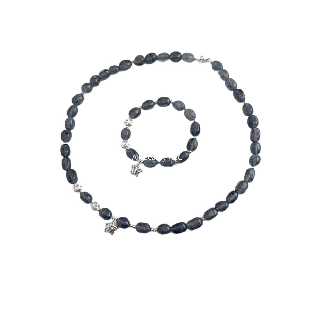 A관 - 별 펜던트 칼세도니 비즈 925 실버 팔찌 목걸이 [1530] 25.11-3