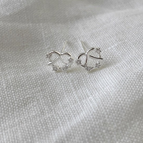 A관 - 999 실버 프레즐 모양 큐빅 귀걸이 [EH-3307.sj] 25.12-1