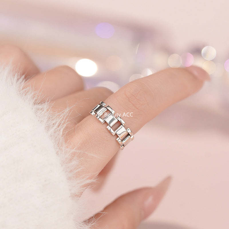 B관 - 925 실버 빈티지 체인 디자인 오픈형 반지 [YC5193R_1] 25.10-5