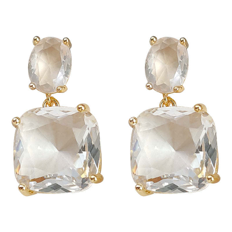 C관 - 925 은침 프렌치 스타일 투명 기하학 디자인 고급스러운 귀걸이 [2743] 24.01-2