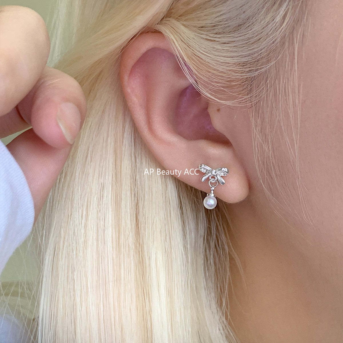 A관 - 소형 리본 925 은침 진주 귀걸이 [EH-4319] 25.12-3