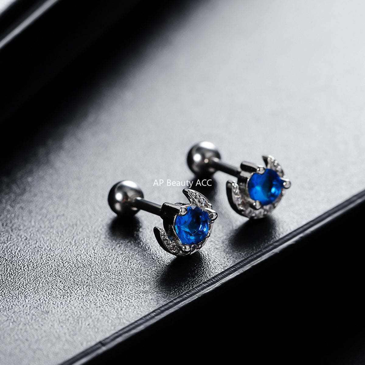 G관 - 블루 문 나선 큐빅 피어싱 귀걸이 [ER854] 25.09-4