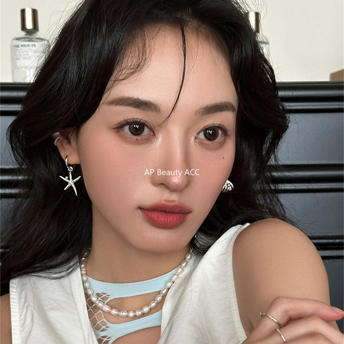 A관 - 진주 별 조개 언밸런스 링형 귀걸이 [EH-3682] 25.06-4