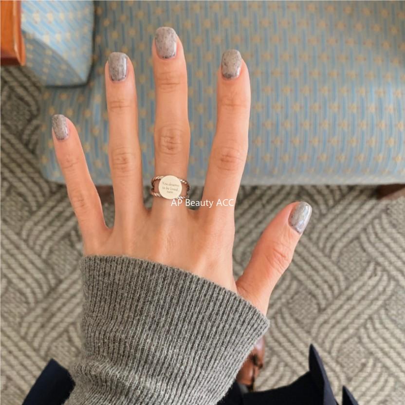 F관 - 925 실버 영어문구 원형 플레이트 심플 디자인 반지 [J1826] 25.10-4