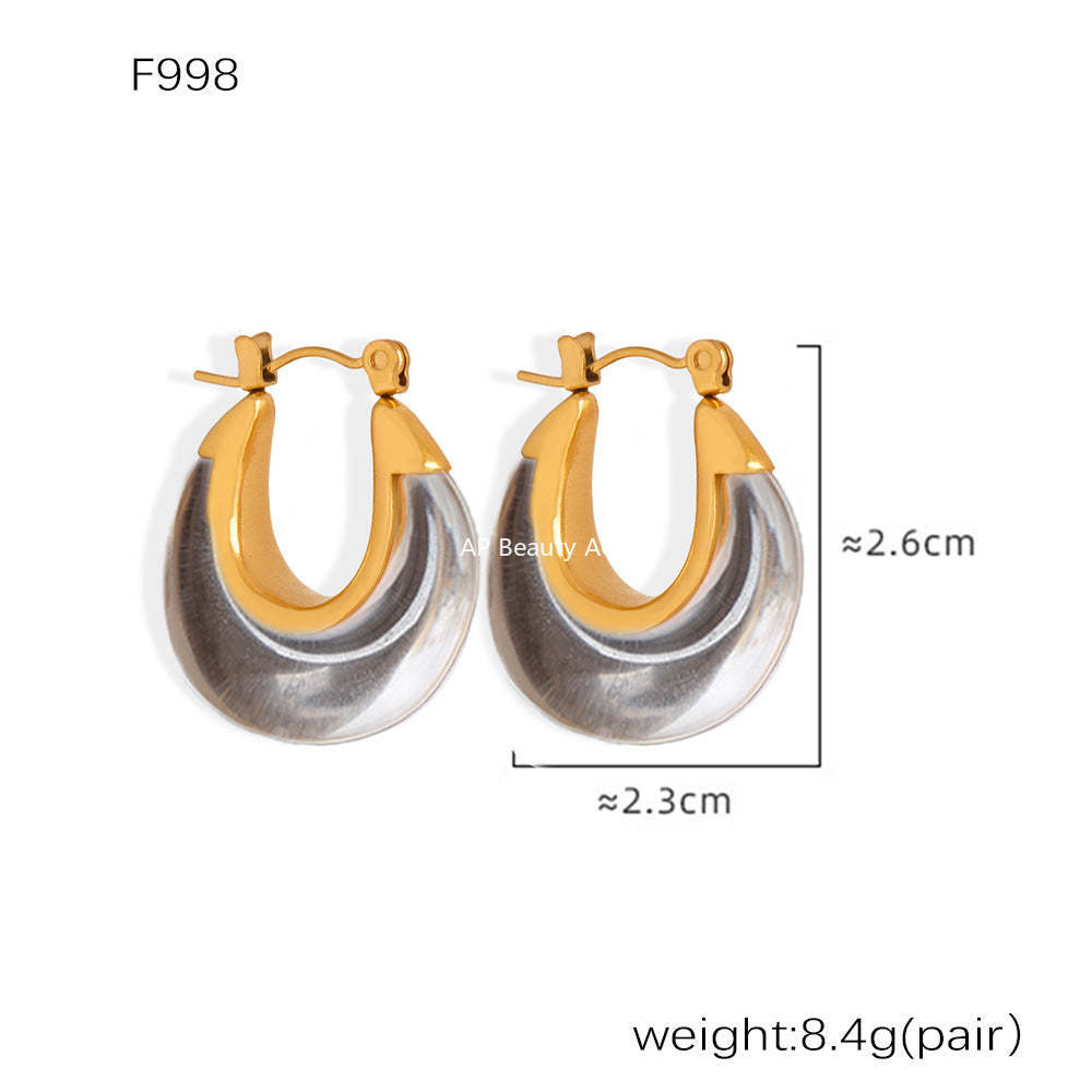 D관 - 스테인리스 스틸 캔디 컬러풀 레진 귀걸이 [F854] 24.12-4