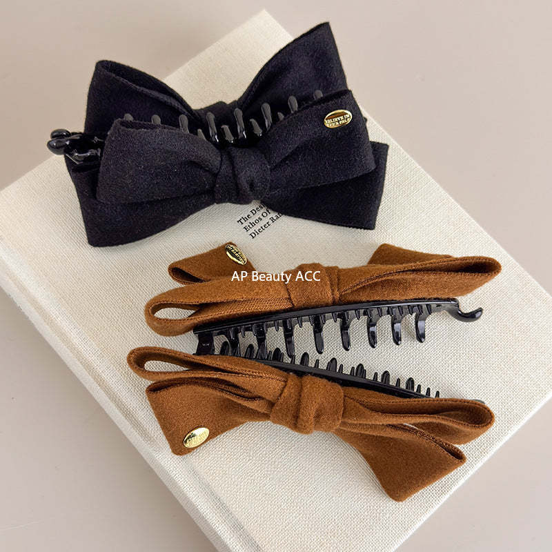 E관 - 양면 모직 리본 골드 포인트 집게핀 [27639] 25.11-1