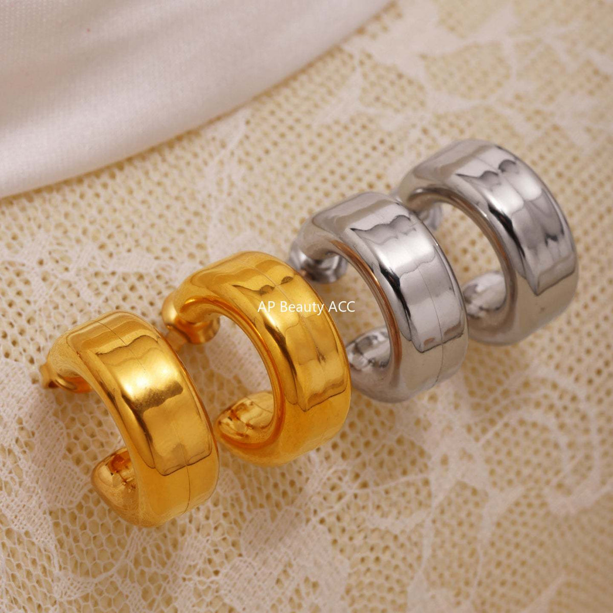 D관 - 20mm C형 18K 도금 스테인리스 스틸 귀걸이 [F729] 25.03-4