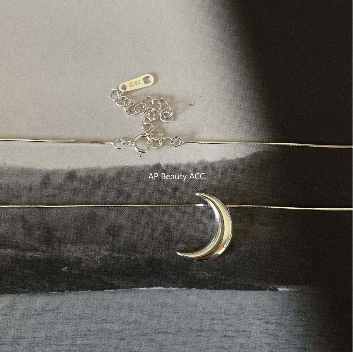 F관 - 925 실버 달 디자인 목걸이 [B1168] 25.12-3