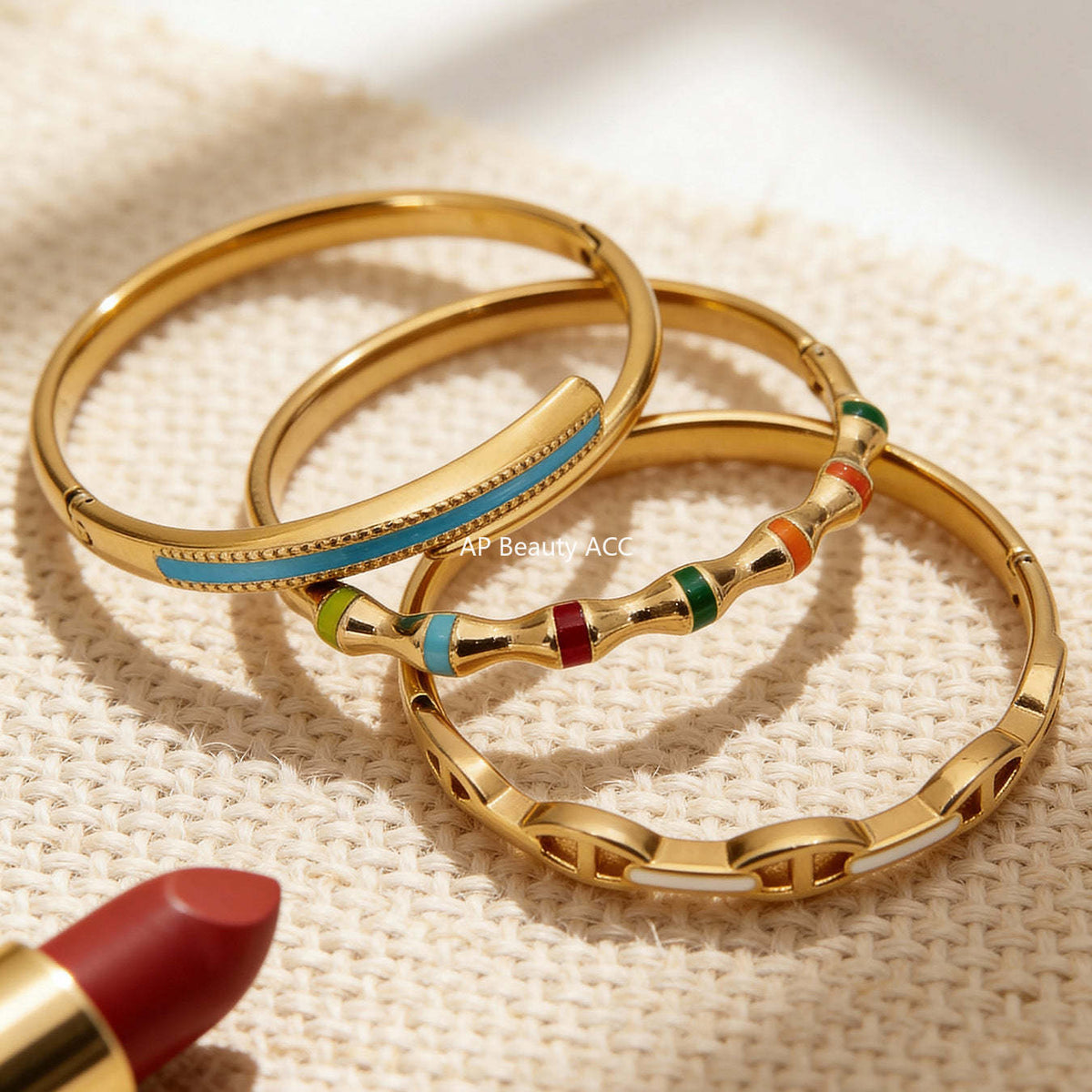 D관 - 스테인리스 스틸 18K 도금 버클 팔찌 [Z522-Z523-Z524] 25.12-3