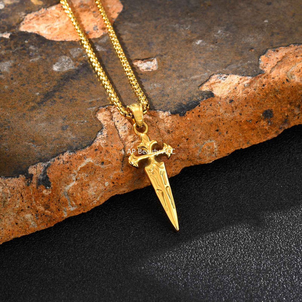 G관 - 스테인리스 검 모양 십자가 펜던트 목걸이 [PN-2241] 25.11-1