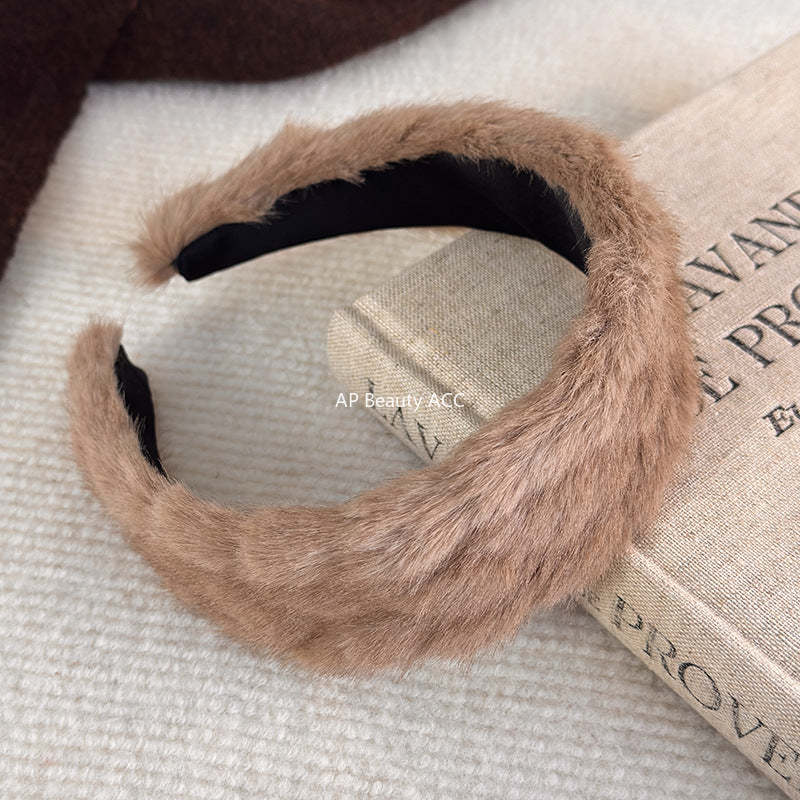 E관 - 단색 퍼 소재 땋은 디자인 머리띠 [27765] 25.12-2