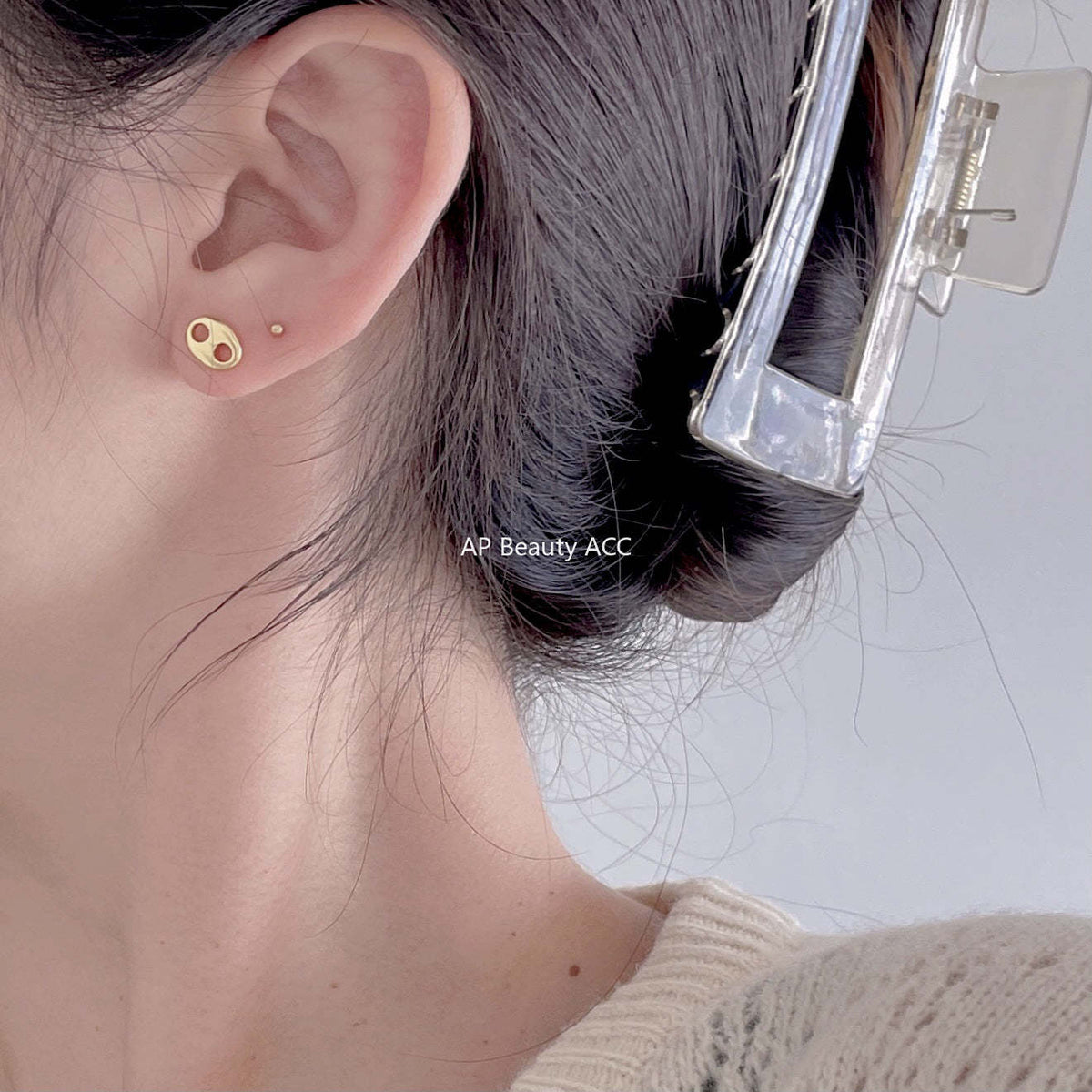 F관 - 925 실버 돼지코 디자인 스터드 귀걸이 [C1204] 25.12-2