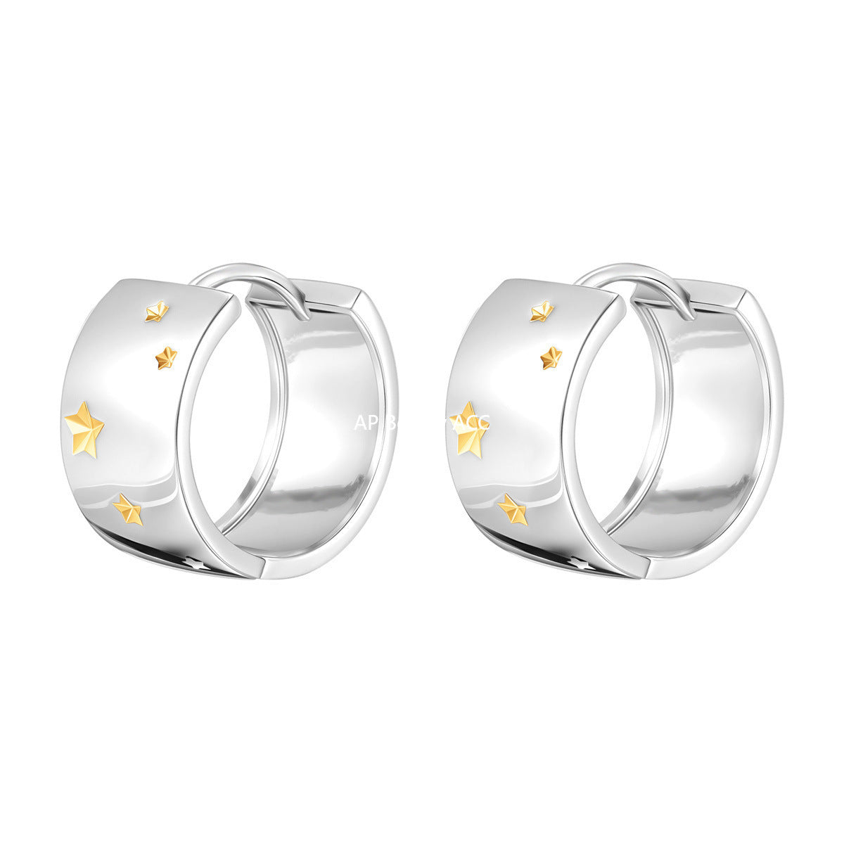 A관 - 925 은침 투톤 별 와이드 링 귀걸이 [EH-4166] 25.10-2