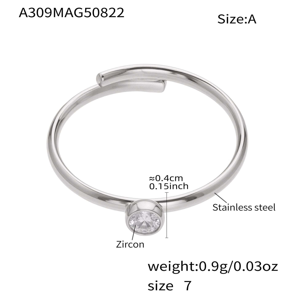 D관 - 큐빅 스테인리스 스틸 18K 골드 도금 반지 [A309-A312-A313] 25.09-4