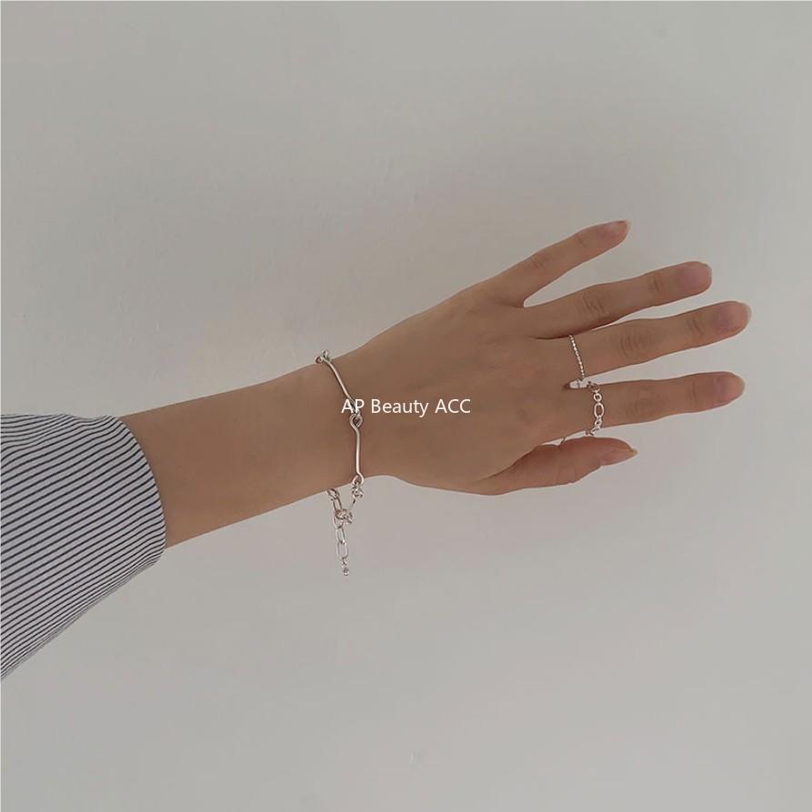 F관 - 925 실버 얇은 연결 라인 디자인 팔찌 [A335] 25.10-4