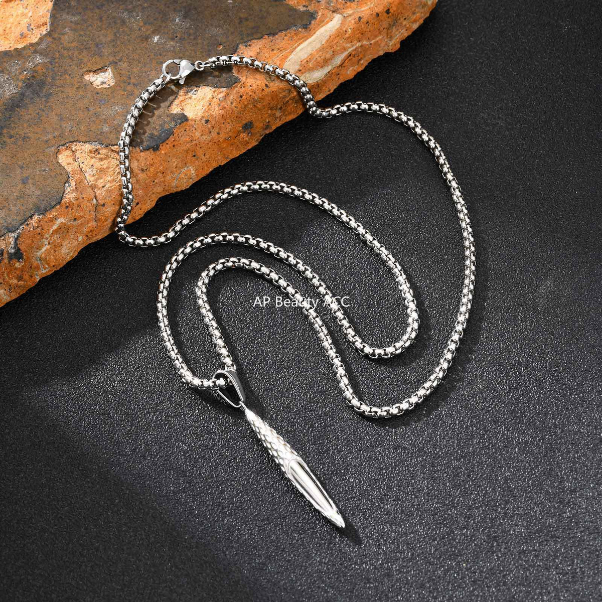 G관 - 스테인리스 총알 펀칭 나선형 펜던트 목걸이 [PN-2217] 25.11-1