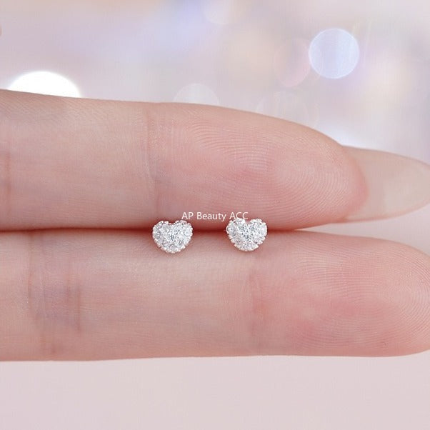 B관 - 999 실버 하트 사각 리본 원형 큐빅 귀걸이 [YC2652E_1] 25.11-1