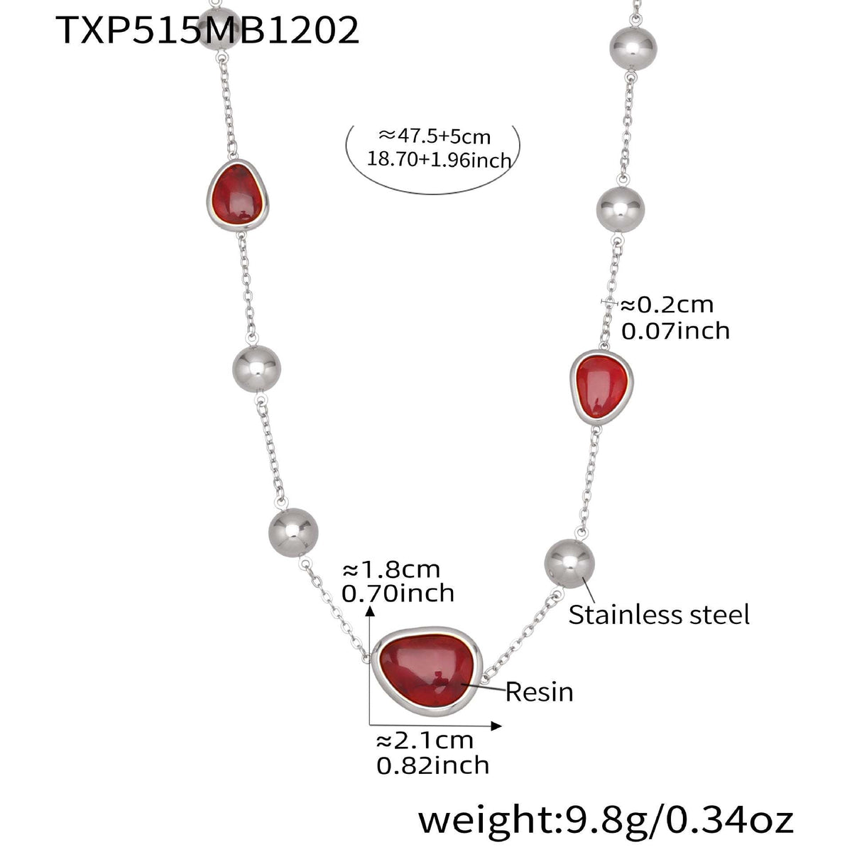 D관 - 컬러 레진 큐빅 하트 18K 도금 스테인리스 스틸 목걸이 팔찌 [TXP515] 25.12-2