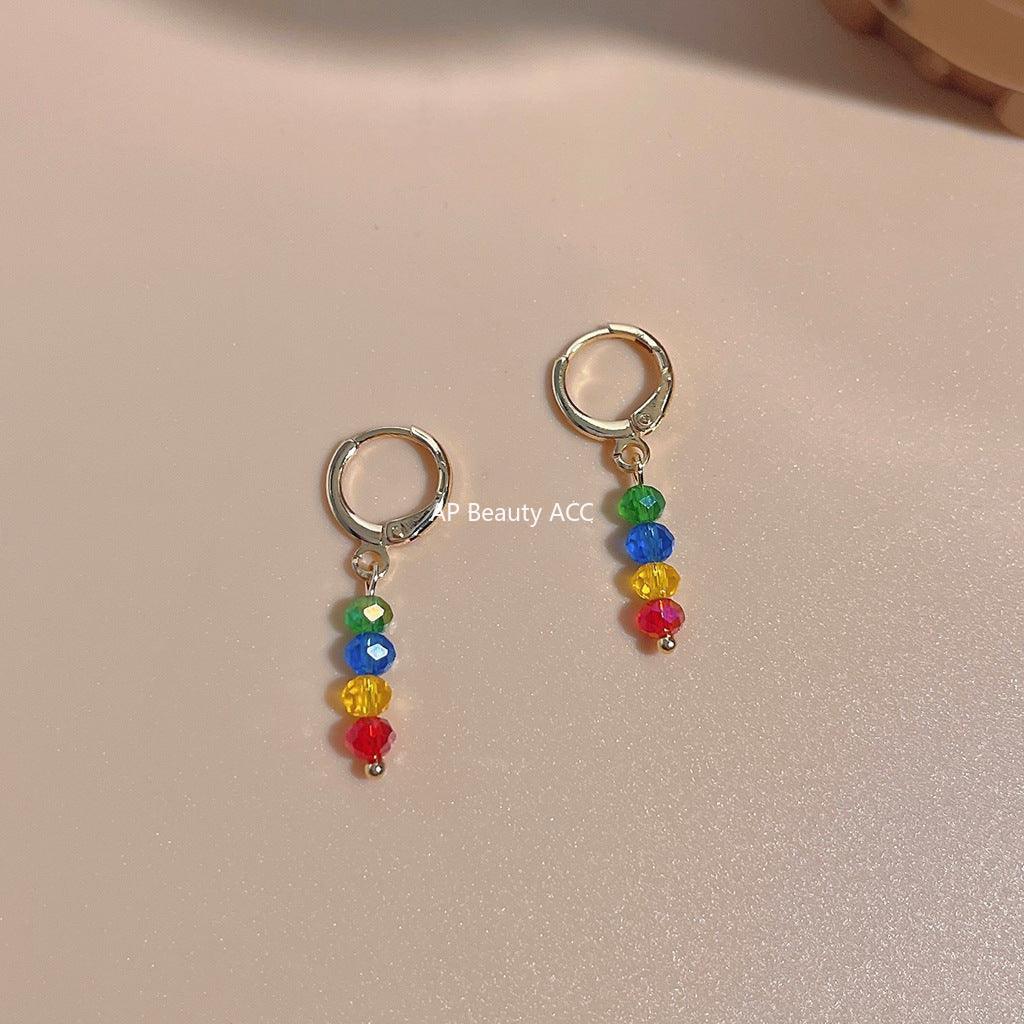 C관 - 컬러풀 글라스 크리스탈 핸드메이드 비즈 레트로 링형 귀걸이 [C-903] 24.03-3