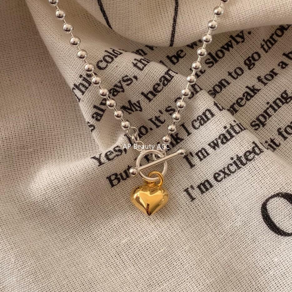 F관 - 925 실버 라운드 비즈 하트 OT고리 팔찌 [A323] 25.11-2