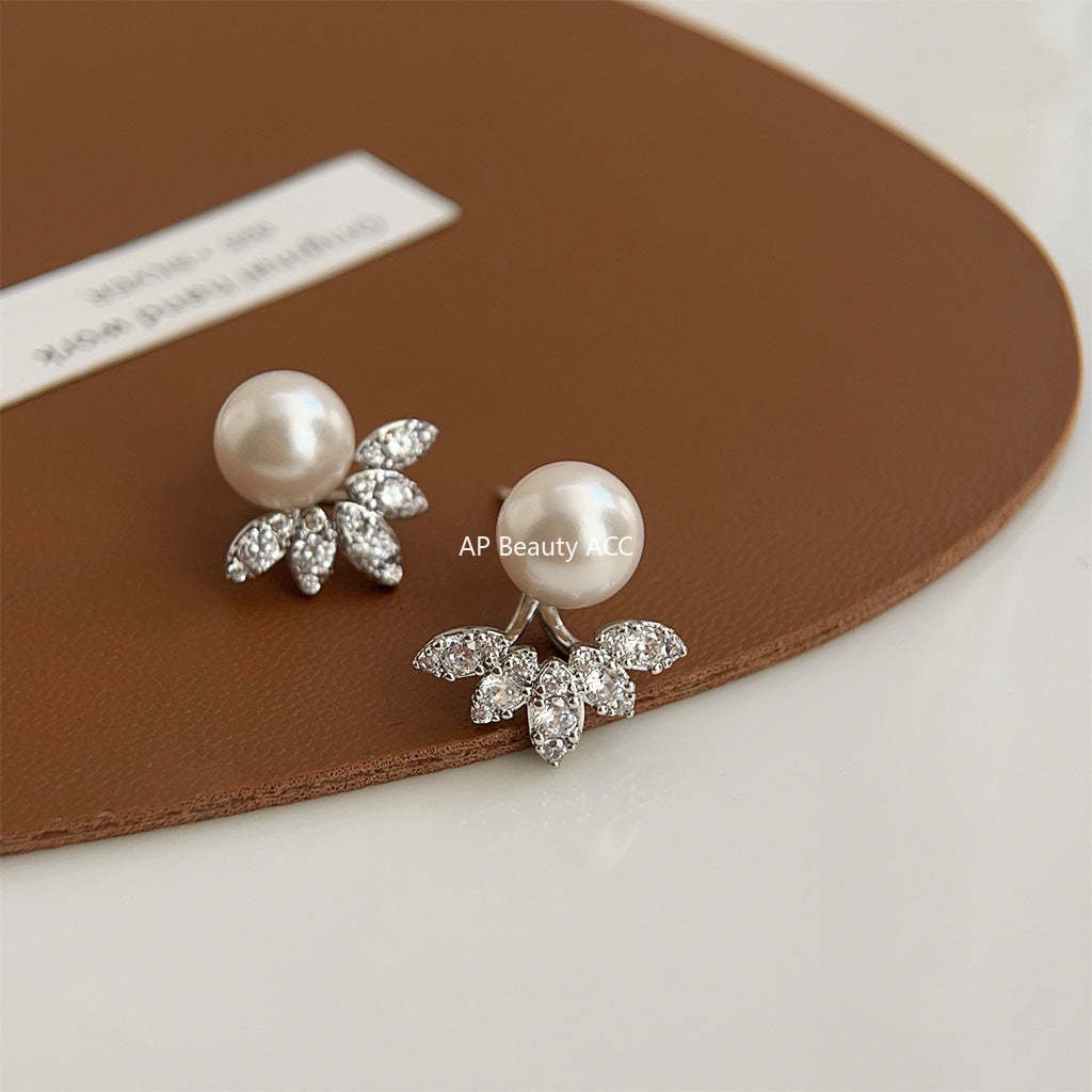 C관 - 미세 큐빅과 진주 디자인 2-way 착용 고급스러운 귀걸이 [3553] 24.01-2