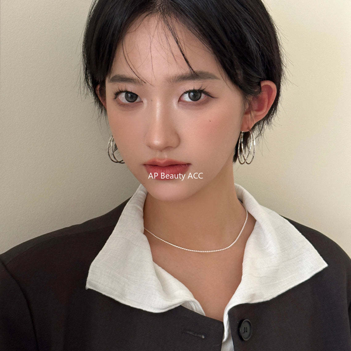 A관 - 더블 레이어 베이직 큰 은침 링형 귀걸이 [EH-3523] 24.11-5