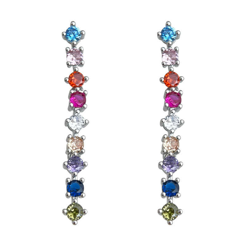 C관 - 컬러 큐빅 롱 태슬 디자인 귀걸이 [5456] 25.02-2