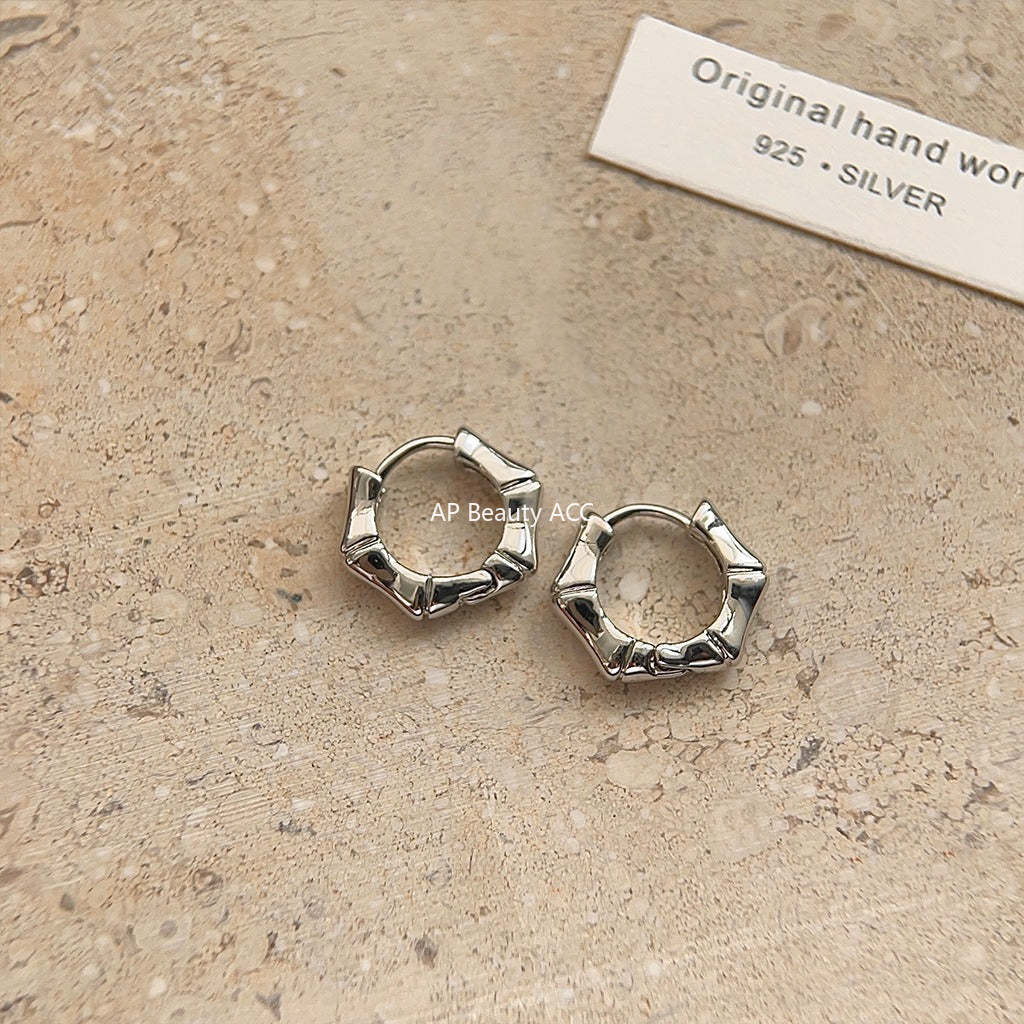 C관 - 기하학 대나무 디자인 귀걸이 시크한 귀걸이 [3594] 24.01-4