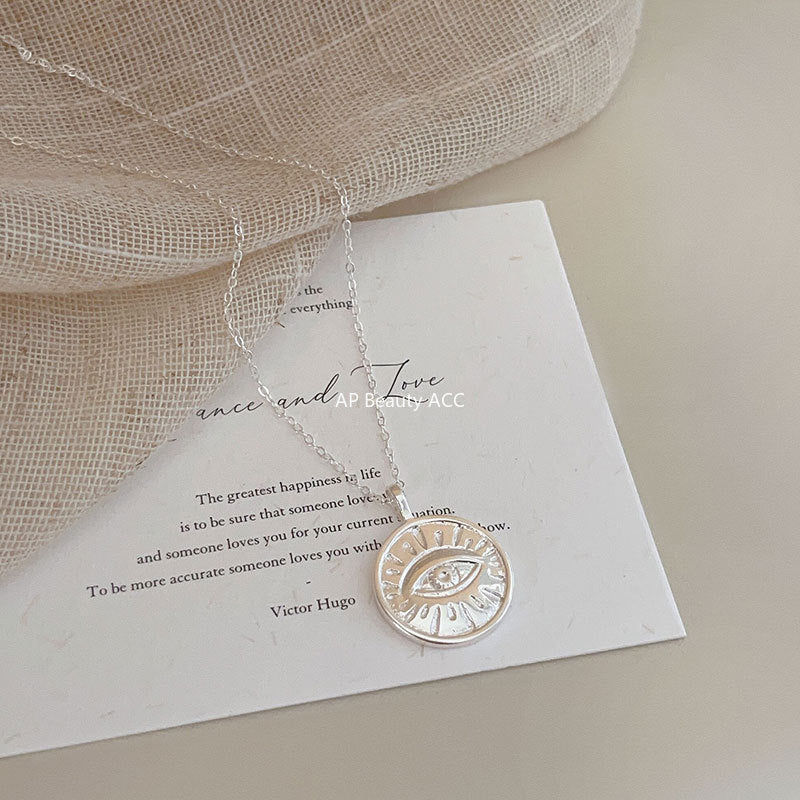 F관 - 925 실버 원형 눈 펜던트 목걸이 [B514] 25.10-1