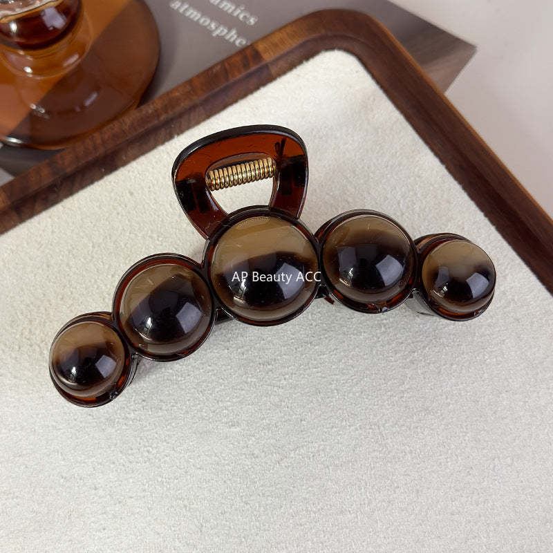 E관 - 브라운 비즈 디자인 대형 집게핀 [27701] 25.11-3