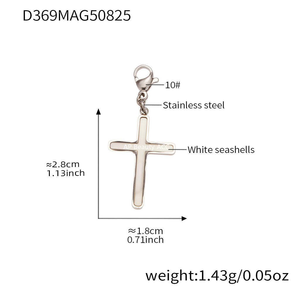 D관 - 스테인리스 스틸 18K 도금 자개 십자가 펜던트 반지 귀걸이 [TXA365-TXF365-D369] 25.08-5