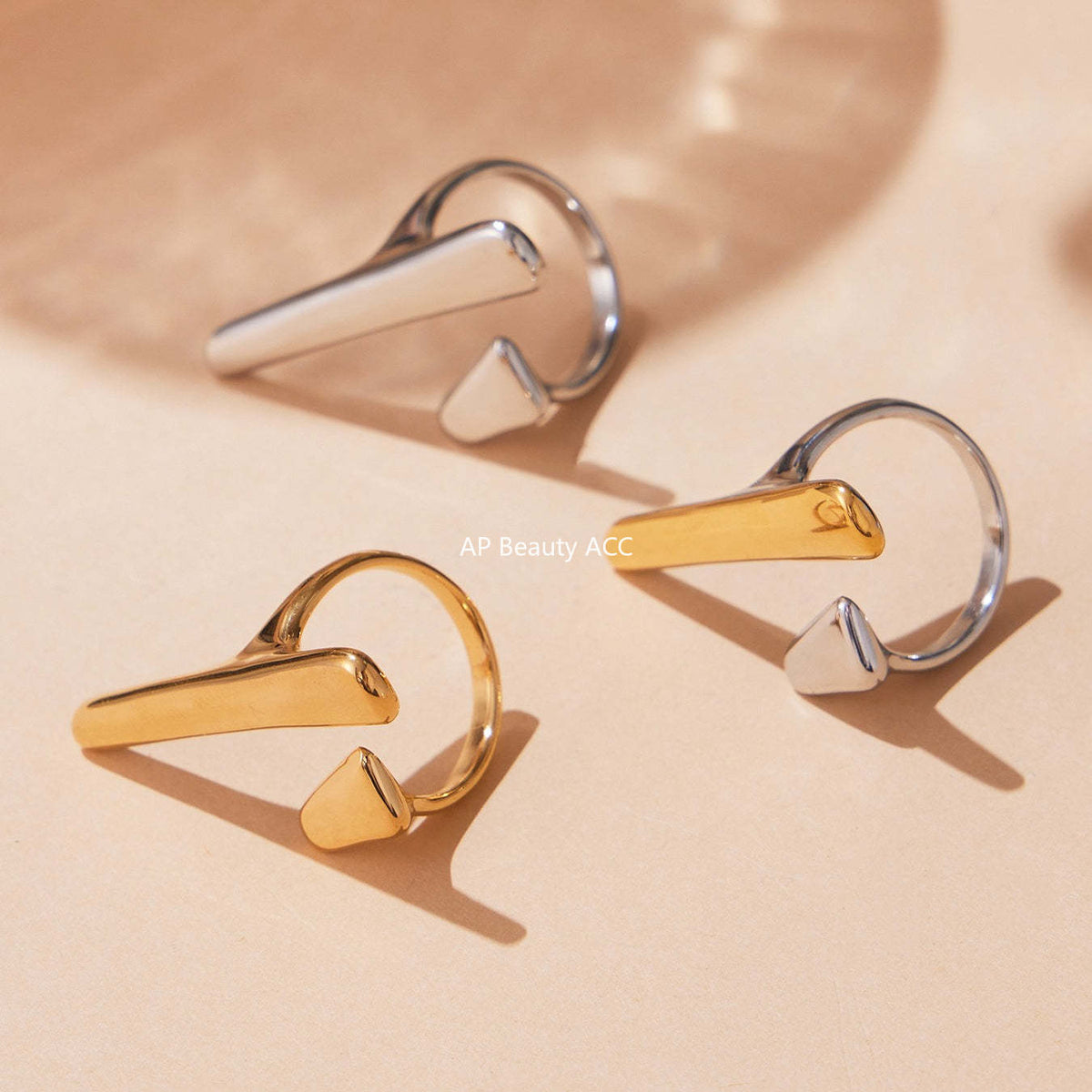 D관 - 스테인리스 스틸 기하학 디자인 오픈형 반지 [A080] 25.09-4