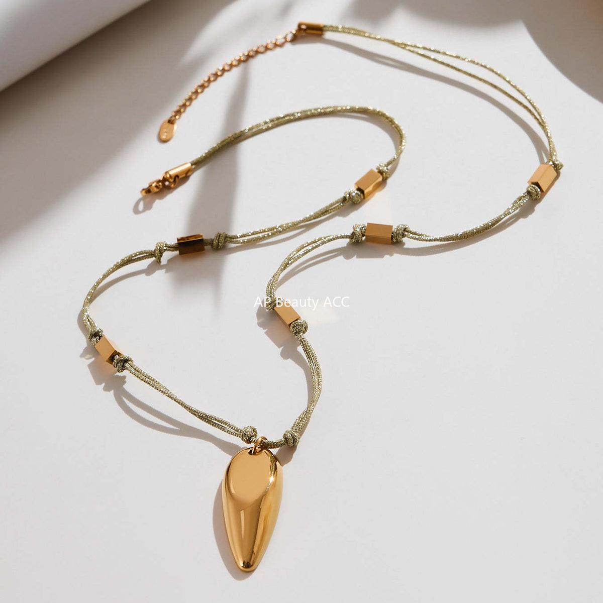 D관 - 스테인리스 스틸 왁스끈 물방울 펜던트 롱 목걸이 귀걸이 [TXP428-TXF428] 25.10-2