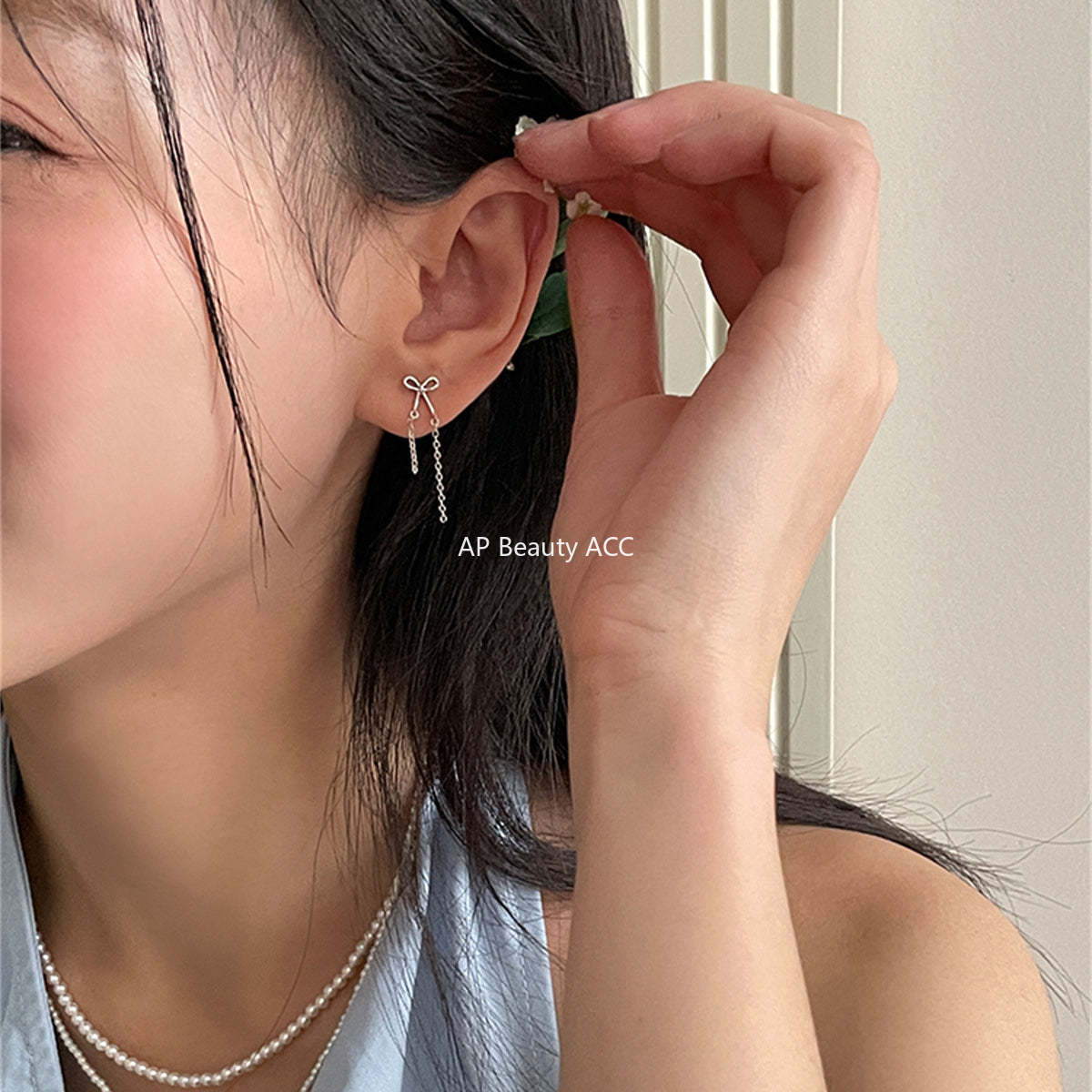 A관 - 925 은침 리본 체인 태슬 귀걸이 [EH-2960] 24.06-1