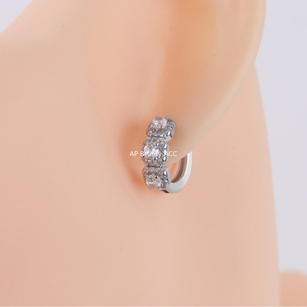 G관 - 블링 사각형 큐빅 링 귀걸이 [ER855] 25.10-1