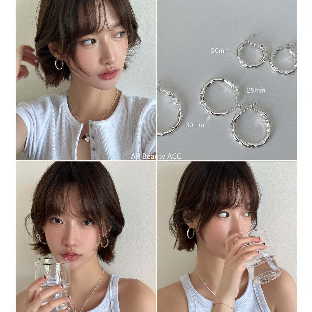 A관 - 925 은침 비정형 심플 링 귀걸이 [EH-4122] 25.12-2