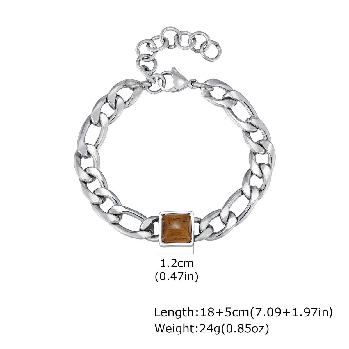 G관 - 스테인리스 스틸 체인 사각 호안석 팔찌 [BR-2741] 25.12-3