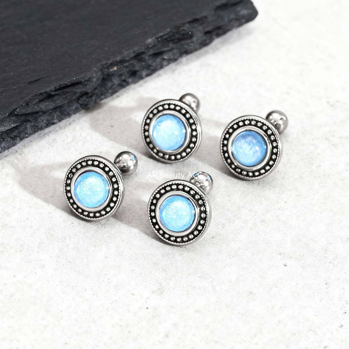 G관 - 원형 레진 스테인리스 스틸 피어싱 귀걸이 [ES-768] 25.12-2