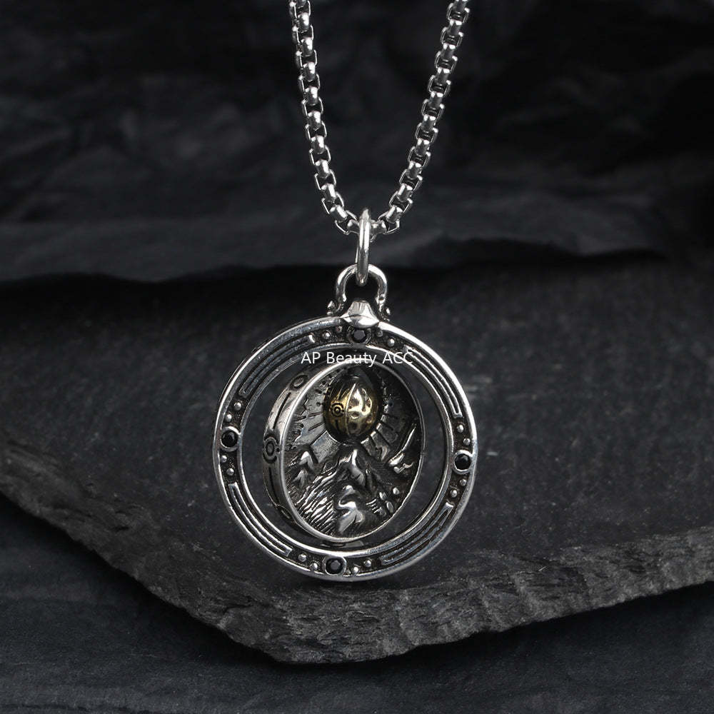 G관 - 빈티지 서약 회전 원형 펜던트 목걸이 [X1187] 25.09-4