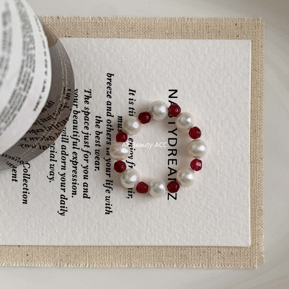 A관 - 아게이트 칼세도니 담수진주 비즈 925실버 반지 [RA] 25.11-4