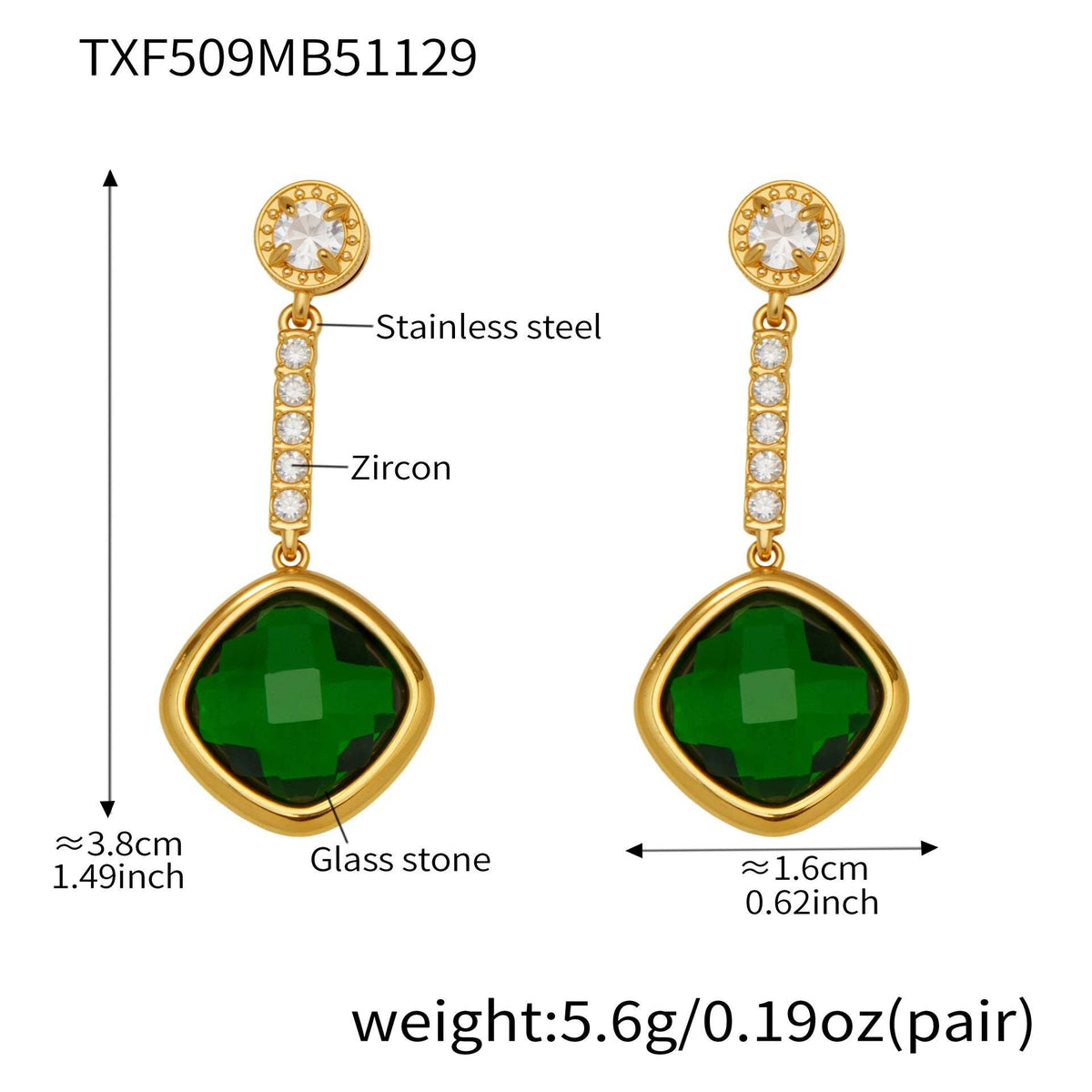 D관 - 스테인리스 스틸 둥근 사각 컷팅 큐빅 목걸이 귀걸이 팔찌 [TXP509] 25.12-1