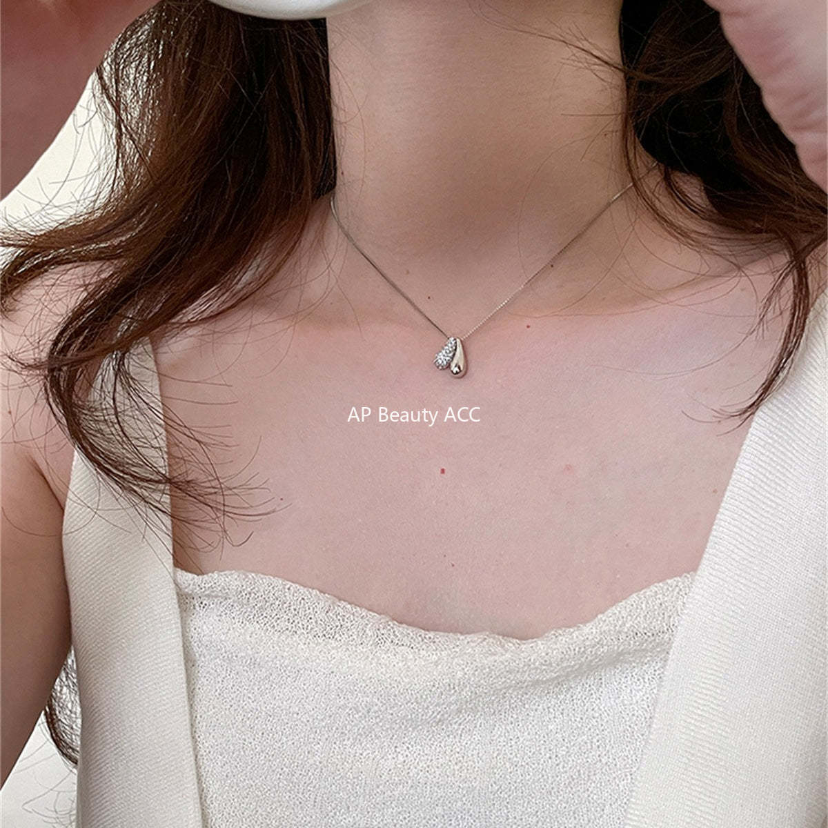 A관 - 925 실버 물방울 큐빅 하트 펜던트 목걸이 [XL-1217] 25.10-4