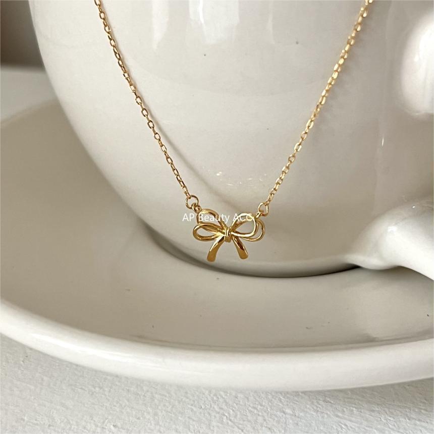 F관 - 925 실버 리본 펜던트 목걸이 [B1211] 25.10-1