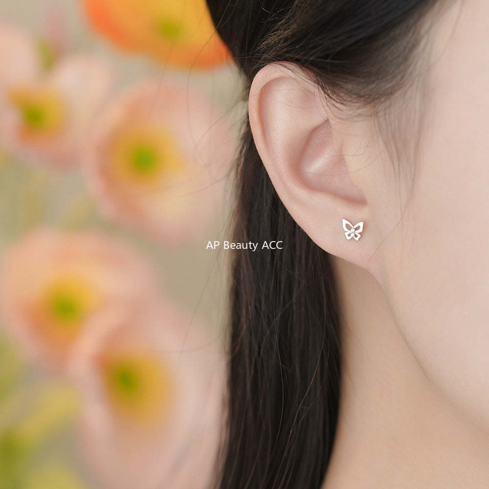 B관 - 999 실버 나비 모양 큐빅 귀걸이 [YC9489E_1] 25.12-1