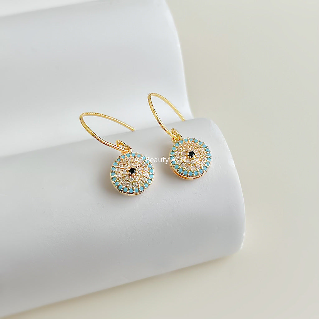 C관 - 핸드메이드 풀 큐빅 원형 후크 귀걸이 [7051] 25.11-2